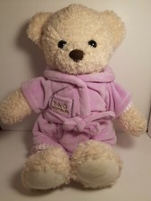 FAO Schwarz Plush Teddy Bear Stuffed Animal Pink Bath Robe Sleep kids Plush
