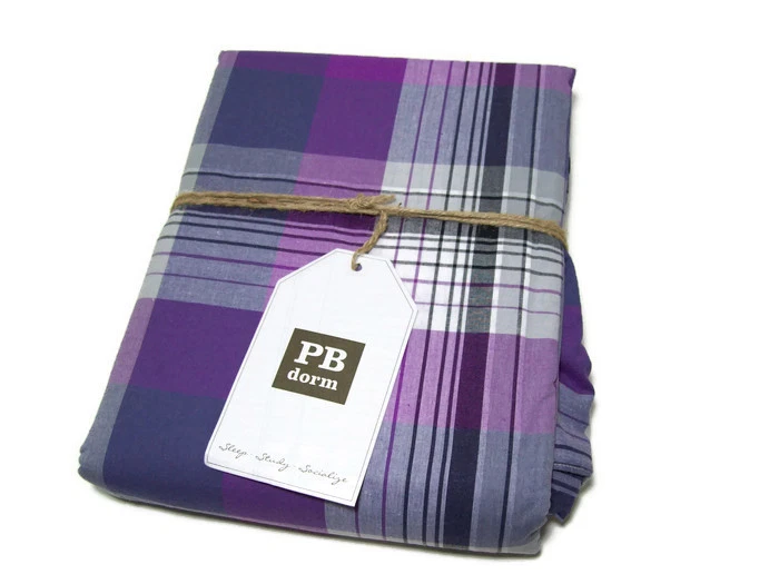 Pottery Barn Teen Purple Multi Colors Prescott Plaid Twin Duvet Cover New - Image 4 of 4