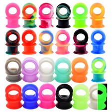 50Pcs Thick Silicone Ear Gauges Kit Soft Flesh Tunnels Ear Plugs Piercing 2g-1"