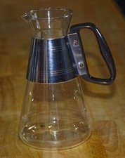 VINTAGE Glass Metal Coffee Pitcher Carafe Pyrex Silex Made in USA 1960's