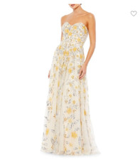 MAC DUGGAL 5402D STRAPLESS SWEETHEART FLORAL SEQUIN GOWN 16