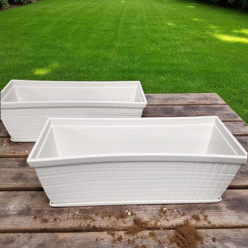 Window Box Planter 13" Cotton White Garden Pot - 3 Pack / 8 Pack - Picture 9 of 34