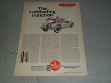 1968 KENDALL MOTOR OIL ALL ABOUT OIL #1 OF A SERIES THE LUBRICATING AD / ARTICLE