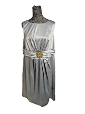 NWOT Eliza J Brooch Satin Dress Gray Size 14W