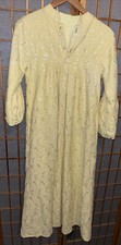 VTG 70 s Peasant Prairie Festival Maxi Hippie Handmade Yellow Dress Size S/M