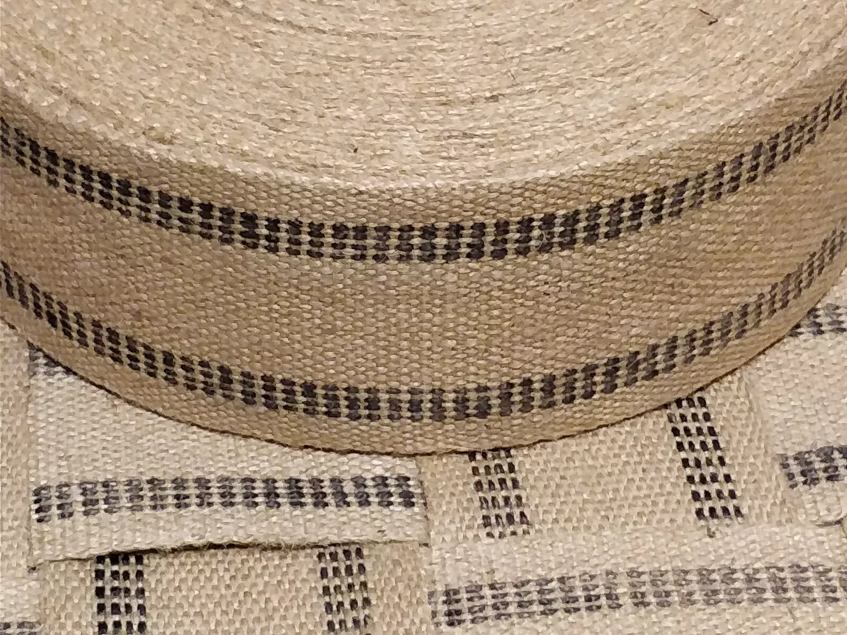 Upholstery Webbing Jute Black Stripe 3.5