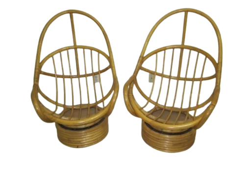 Mid Century Modern Lounge Chair Bamboo Boho Swivel Rattan Mamasan Set of 2