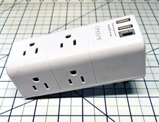 USB Outlet Extender Surge Protector QINLIANF Multi Plug with White