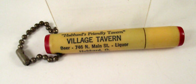 Vintage VILLAGE TAVERN HUBBARD OH Advertising KEY CHAIN PHIL FORD & SONS