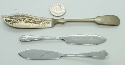 Restposten 3 Vintage Desert Knives Konvolut, William Page 16,5/12 cm Celtic, Gravur FP
