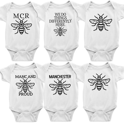 Manchester Bee Baby Grows Bee Symbol Baby Body Vest Suit New Parent Gift Present