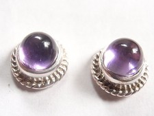 Small Purple Amethyst 925 Sterling Silver Stud Earrings Round