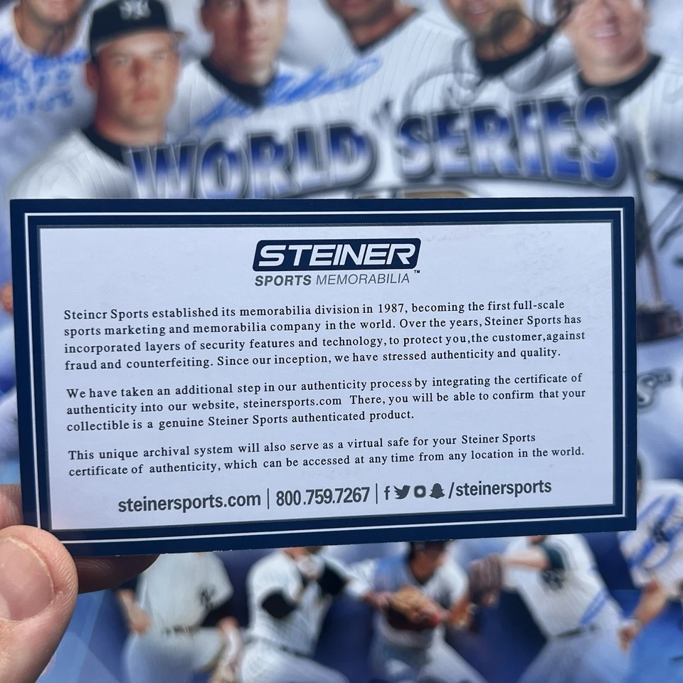 Foto enmarcada firmada por los Yankees de Nueva York Jugador Más Valioso de la Serie Mundial Jeter Rivera Jackson (STEINER) Foto 3 de 4