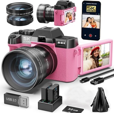 Digitalkamera 5K 48MP 16X Wifi Punkt- und Schießkamera für Fotografie YouTube