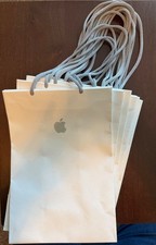 Lot of 8 - Genuine Apple Store Logo White Gift Retail Bags - 11" x 8" x 5"