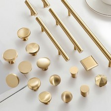 Solid Brass Cabinet Drawer Knobs Gold Furniture Kitchen Cupboard Pull Handles