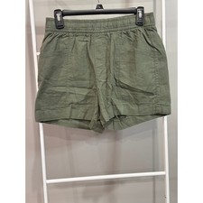 Old Navy Womens Small Olive Green Linen Blend High Rise Elastic Waist Shorts