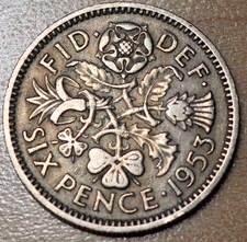 1953 Great Britain 6 Pence Wedding Coin