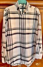Nautica Men's Size Large Plaid Button Down Shirt L/S Cream Beige Gray Gold NWOT