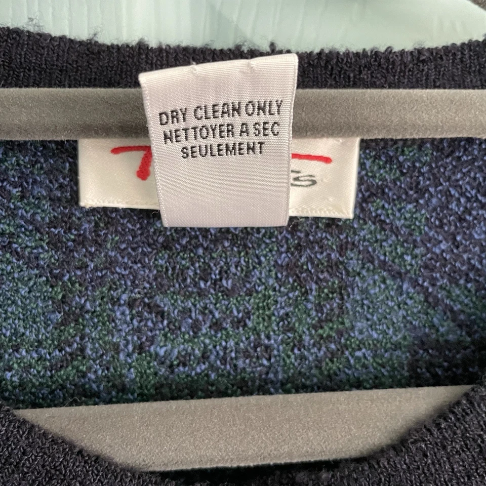 Vintage Talbots Wool Plaid Button Up Cardigan Large Blue Green Gold Buttons - Image 4 of 4