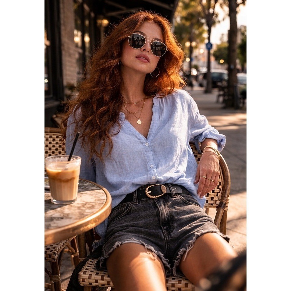 Joie Elevated Basic Linen Blend Button Front Blou… - image 1