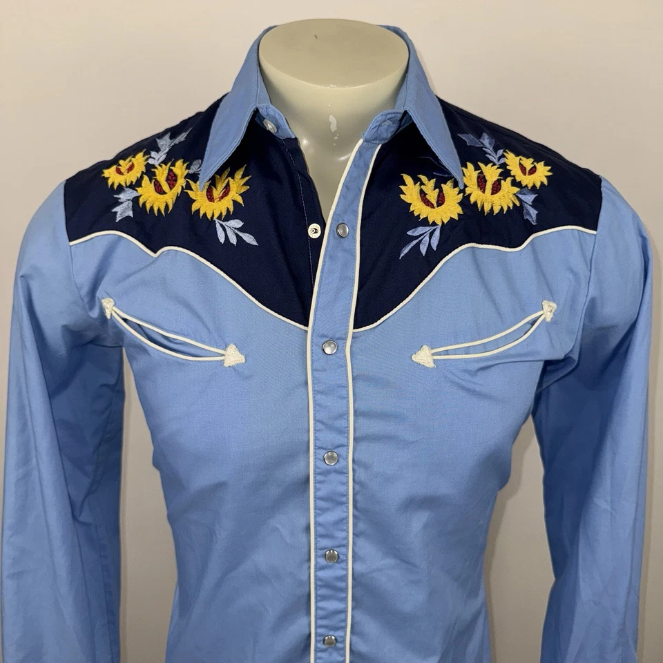 Camisa a Presión Perla De Colección Para Hombres Youngbloods Western Yugo Floral Rockabilly Mediana Foto 2 de 4