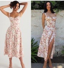 House of CB carmen rose print Bustier midi sundress size XS
