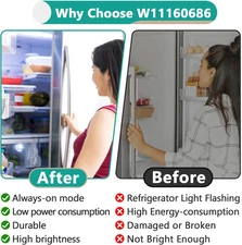 2Pcs W11518235 Freezer Refrigerator Light Bulb - W11160686 Lamp Light Bulb Co...