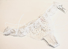 Victoria's Secret Vintage Fashion Show Panties Panty White Bling V String Medium