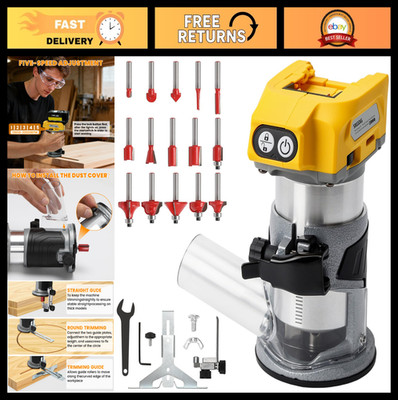 Cordless Wood Router 800W 30000 RPM, 5 Variable Speeds, Fixed Base, 15PCS Bits