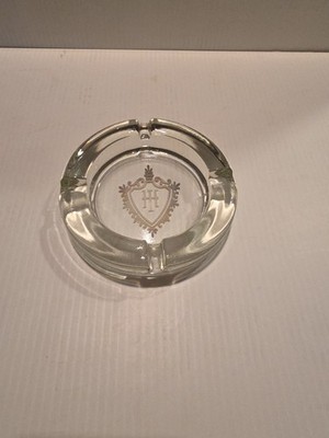 Vintage HILTON HOTEL Solid Thick Glass High End Cigarette Ashtray Clean Nice