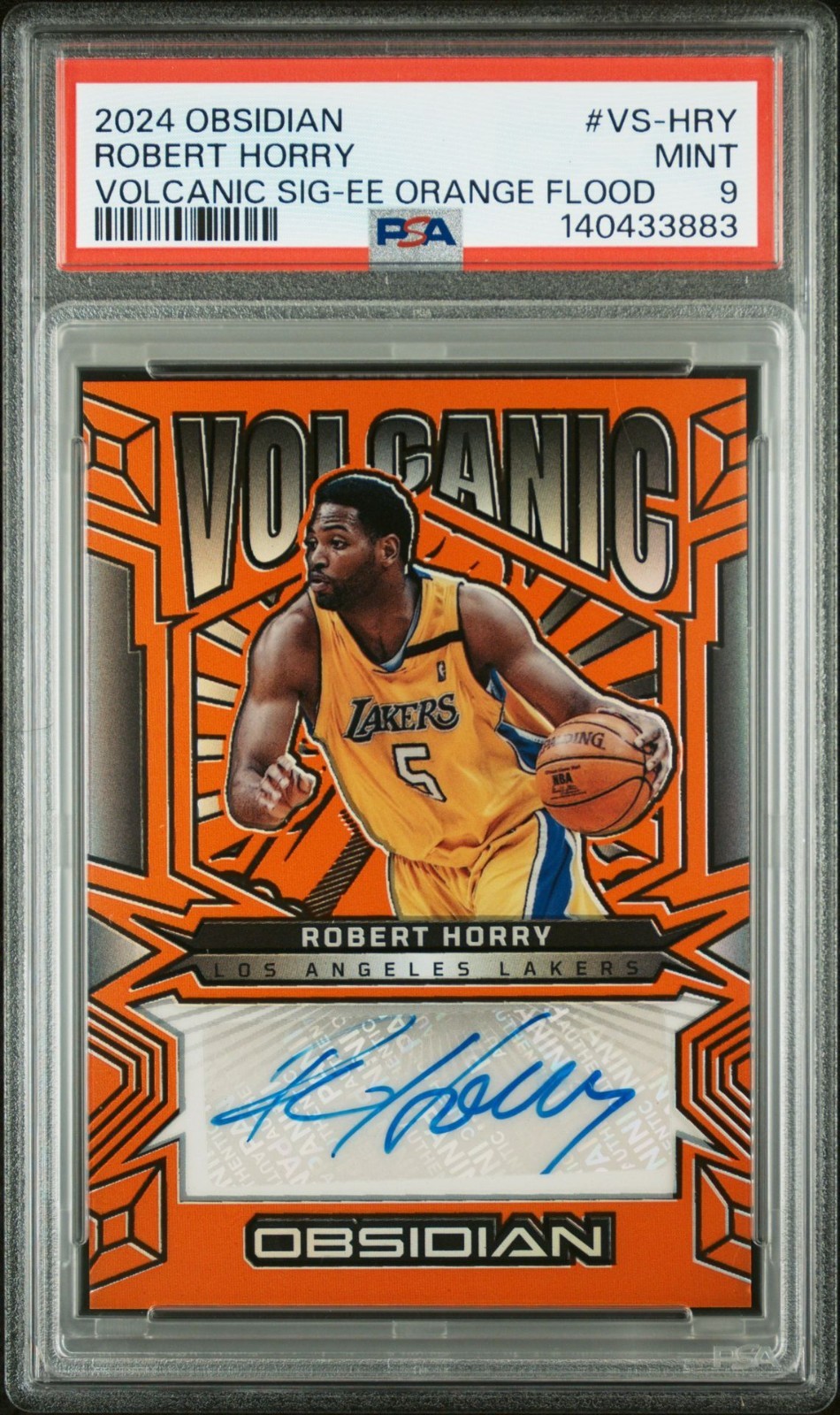 2024-25 Obsidian Volcanic Robert Horry Auto Electric Etch Orange Flood /99 PSA 9