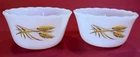 2 Vintage Fire King Milk Glass Custard Bowls With Wheat Pattern