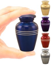Keepsake Urn Mini Cobalt Blue Metal for Human Pet Ashes - Memorial Keepsake