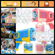 2 Pack Automatic Bubble Machine Guns with 4 Bottles of Bubble Solution - Fun for
