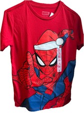 Marvel Spider-Man Christmas Hat T Shirt. Size 10/12 NWT 