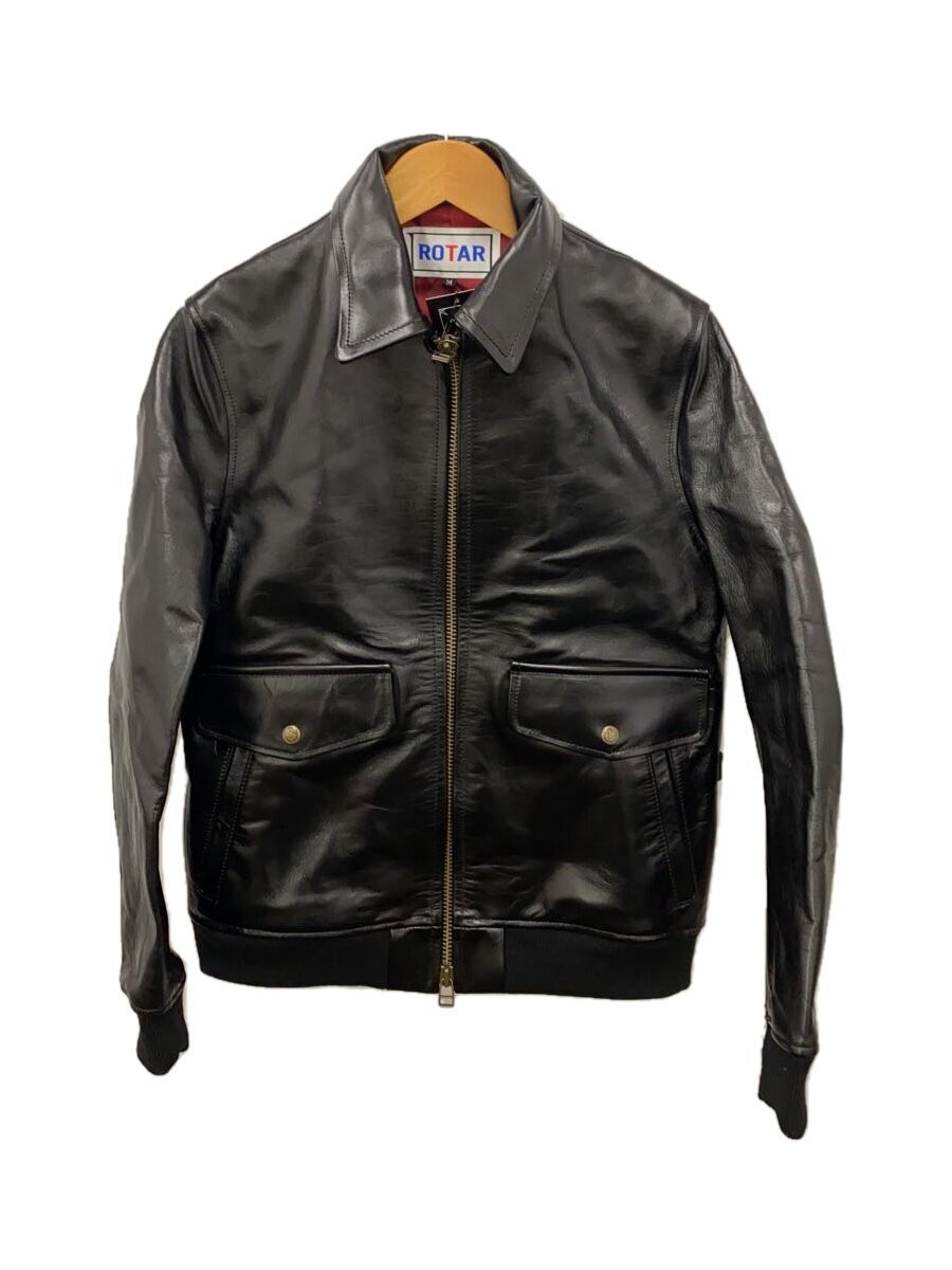 Rotar Single Rider Leather Jacket for Men in Black Size M RT1851007 373