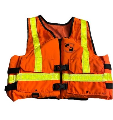 Stearns Work Zone I424 Life Vest Jacket USCG Type III ANSI Orange Adult X-Large