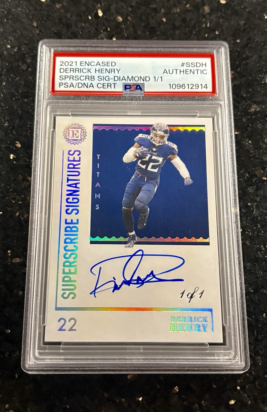 2021 Encased Derrick Henry Superscribed Signatures Platinum Auto 1/1 Ravens