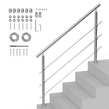VEVOR 59in Handrails for Outdoor Steps 3 Crossbars Staircase for Porch Deck