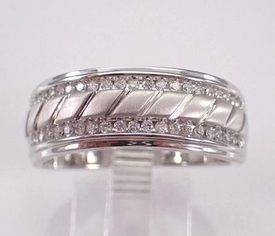 2Ct Round Cut Lab Created Diamond Men's Wedding Band Ring 14K White Gold Plated