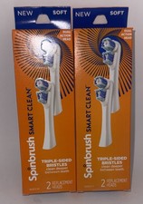 Lot 2 Packs of 2 Spinbrush Smart Clean Replacement Brush Heads Soft 4 Total