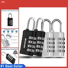 4 Pack Combination Lock, 4-Digit Padlock Keyless, Resettable Metal Luggage Locks
