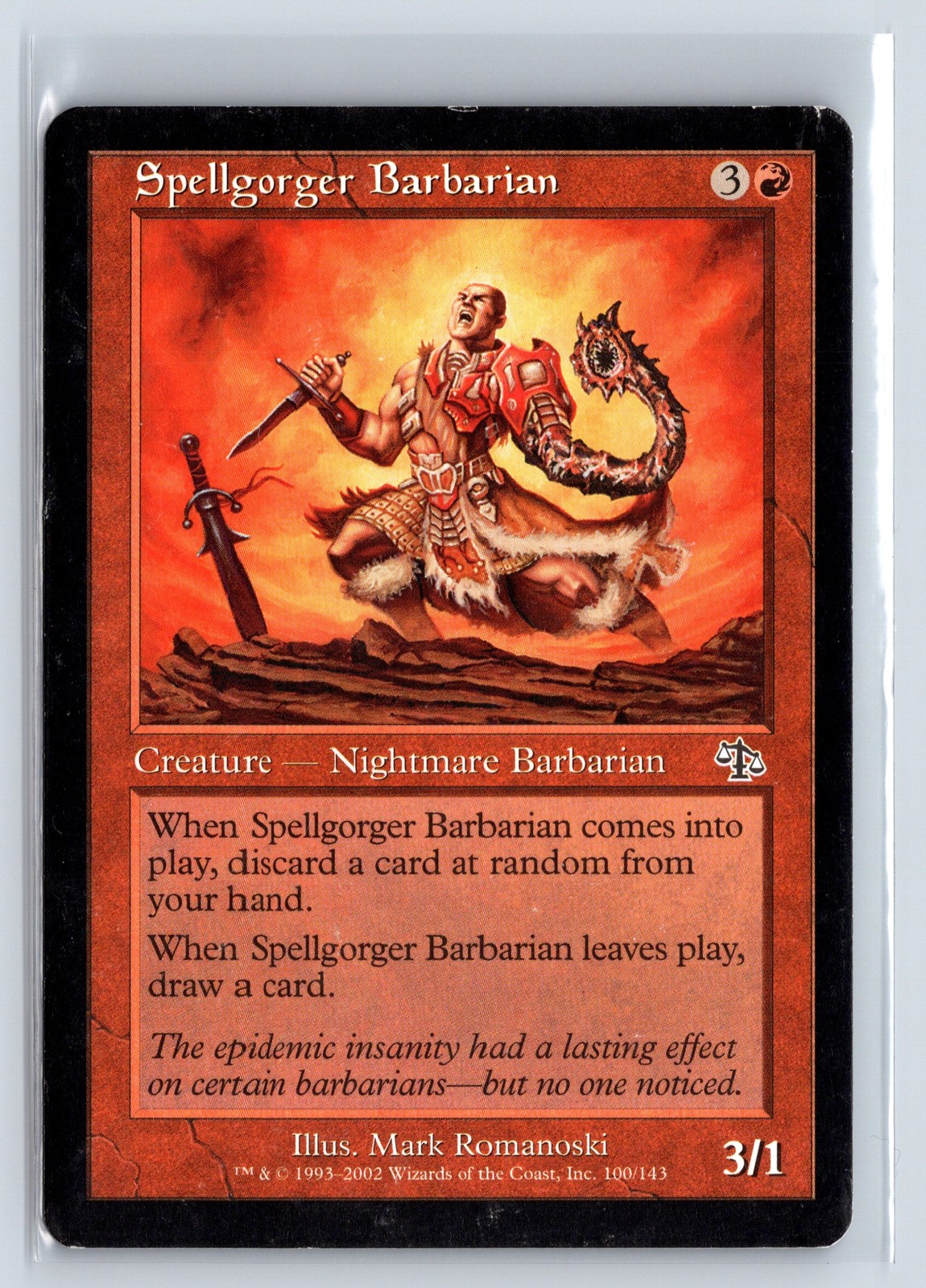 SPELLGORGER BARBARIAN (4x) Playset – Judgment – Common MTG Magic the Gathering