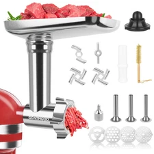 Stainless Steel Food Grinder Attachment Fit for KitchenAid Stand Mixers, Food...