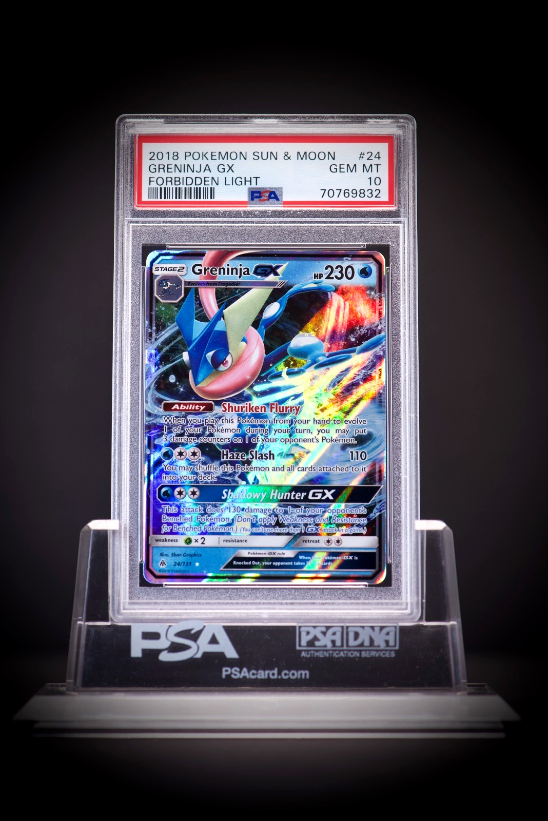 2018 Pokemon Sun & Moon Forbidden Light Greninja GX #24 Forbidden Light PSA 10