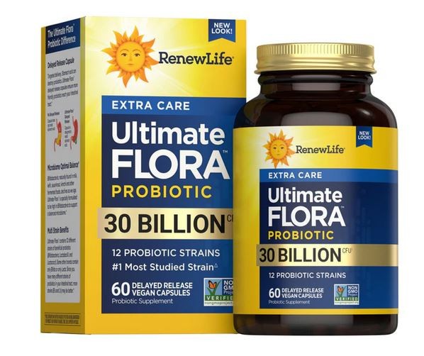 RENEW LIFE Extra Care Ultimate Flora Probiotic, 30 Billion, 60 VEGAN Capsules