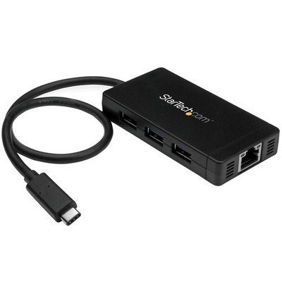 STARTECH.COM 3 Port USB 3.0 Hub mit USB-C und Gigabit Ethernet - inklusive Netzt