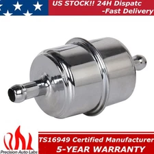 Universal Canister Style InLine Fuel Filter 3/8" Hose Carbureted For Chevy Ford