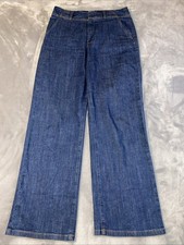 Anthropologie Pilcro 30 High Rise Wide Leg Trouser Dress Jeans 30x31 Dark Denim